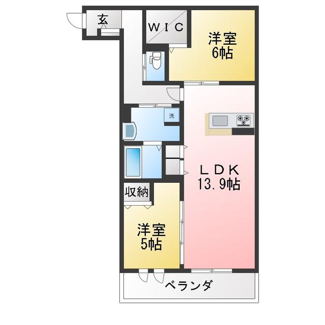 芝弥生レジデンス(2LDK/2階)の間取り写真