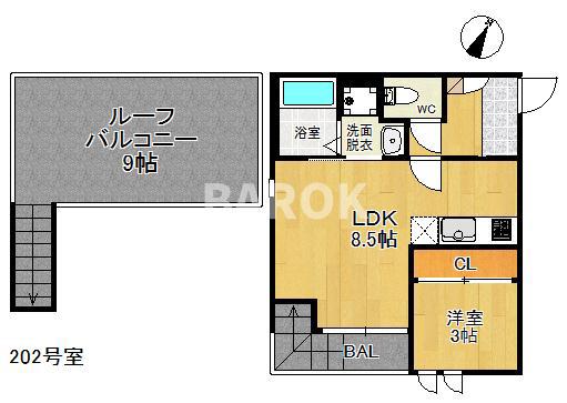 GRANDTIC RIZ 高宮(1LDK/2階)の間取り写真