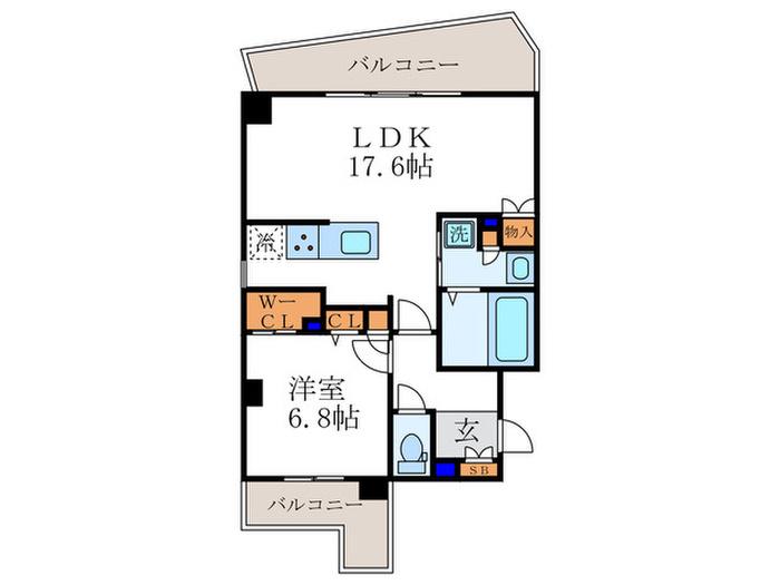 CALM御所南(1LDK/2階)の間取り写真