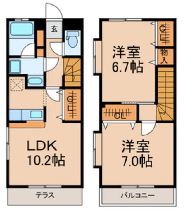 プラムガーデンC(1LDK/1階)の間取り写真