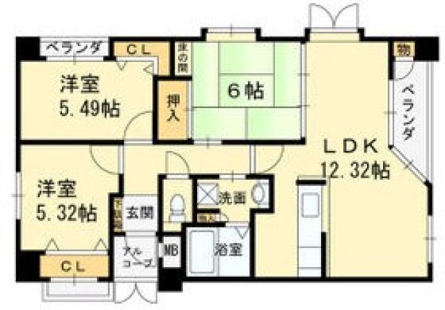 ジョワジール長居公園(3LDK/3階)の間取り写真