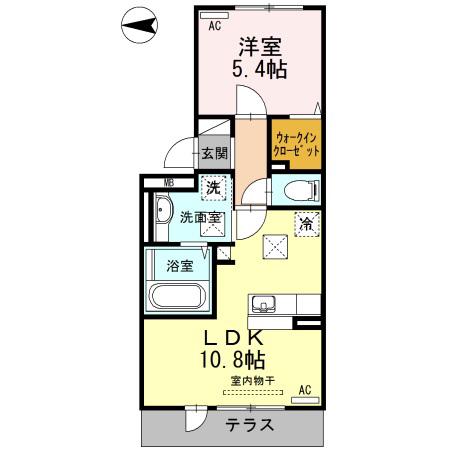 ルミエール長嶺(1LDK/1階)の間取り写真