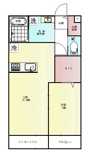プランドール(1LDK/2階)の間取り写真