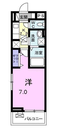 ジュリアス・ハーツ(1K/2階)の間取り写真