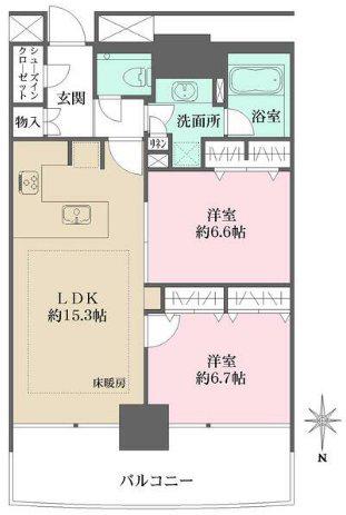M.M.TOWERS FORESIS L(2LDK/3階)の間取り写真