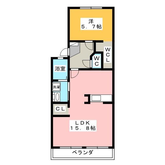 ルミエール・リバー I(1LDK/2階)の間取り写真