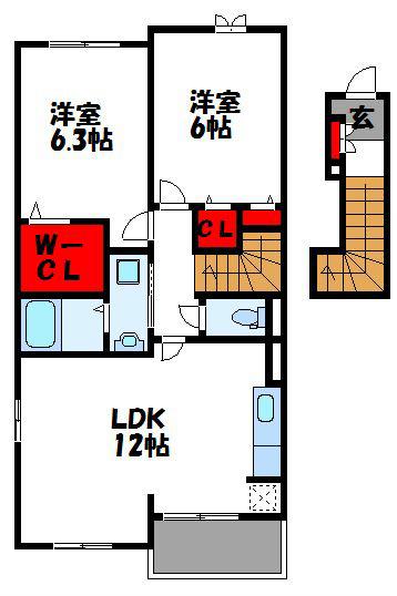 エスペランサ(2LDK/2階)の間取り写真