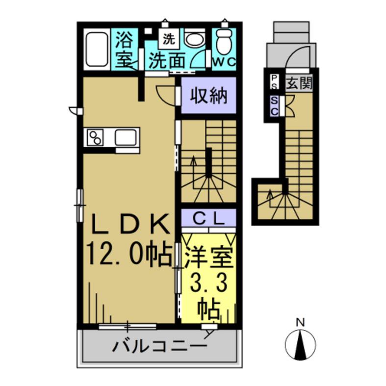 セレーノ(1LDK/2階)の間取り写真