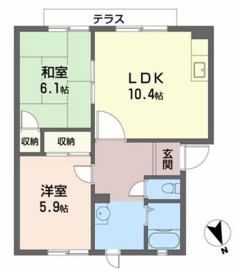 グリーンプラザ一筆A(2LDK/1階)の間取り写真