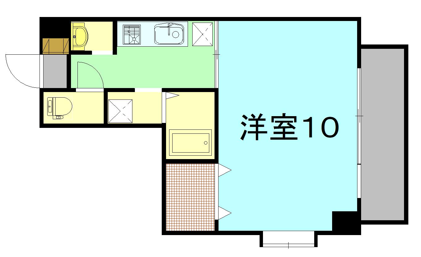 プレリュード段原(1K/3階)の間取り写真