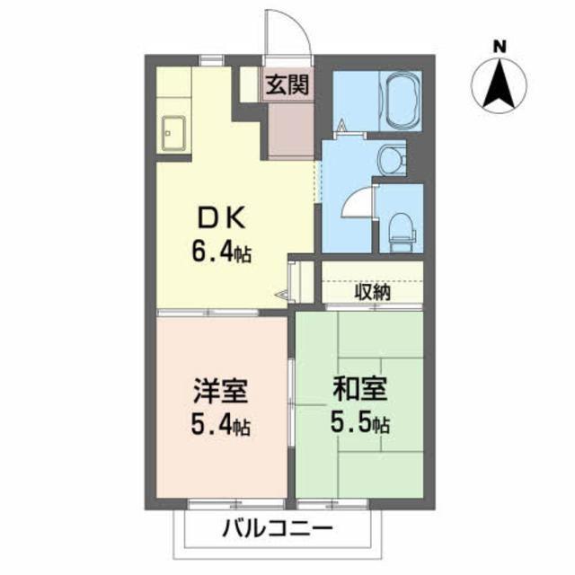 グリーン・アイ B(2DK/2階)の間取り写真