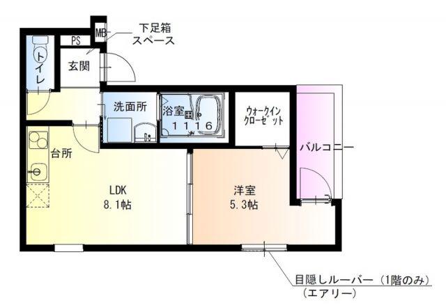 フジパレス住道I番館(1LDK/2階)の間取り写真