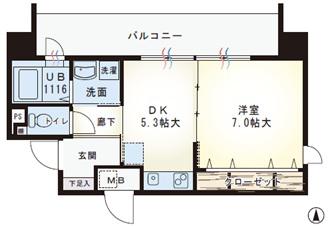 ノートアール(1DK/3階)の間取り写真