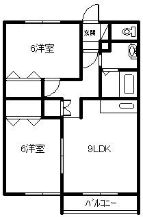 エーコーパティオス(2LDK/2階)の間取り写真