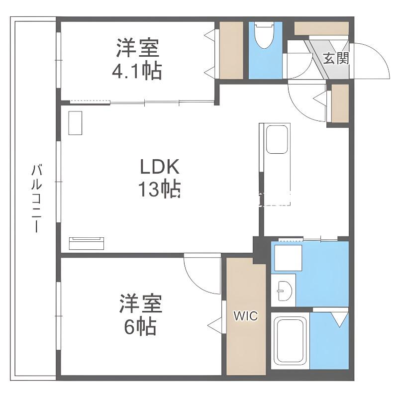 CONSOLATA東区役所前(2LDK/3階)の間取り写真