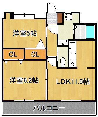 T-FLAT58(2LDK/2階)の間取り写真