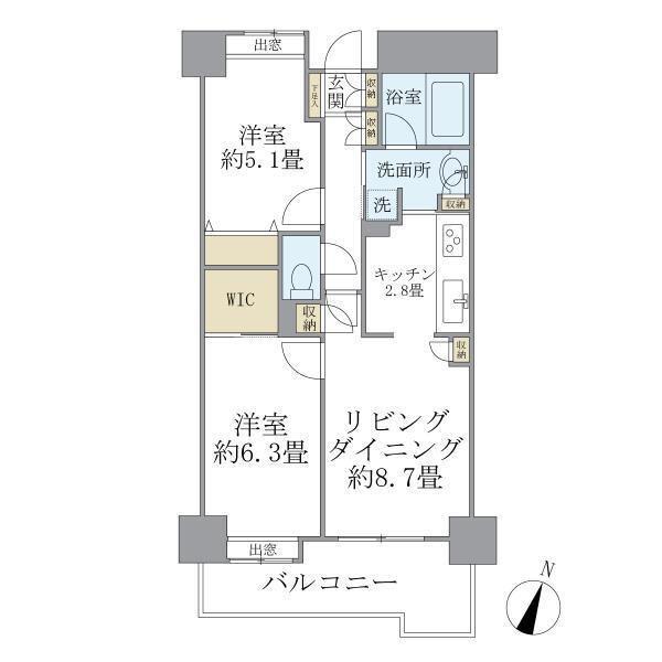 グランフラッツ北千住(2LDK/8階)の間取り写真