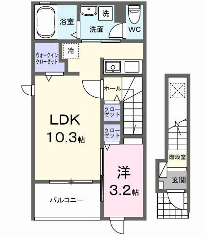海神3丁目アパート(1LDK/2階)の間取り写真