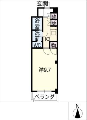 ベルツリーズ桐林(1K/3階)の間取り写真