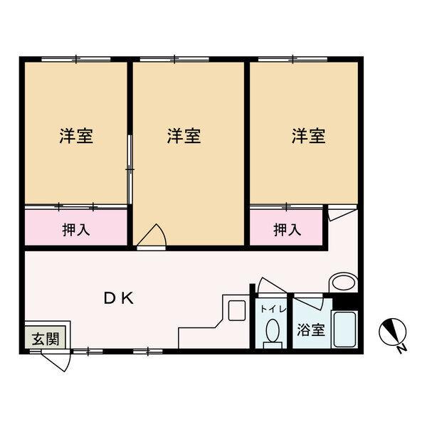 イリスM(3DK/1階)の間取り写真