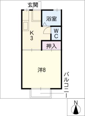 フローラ高富(1K/2階)の間取り写真