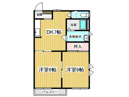 オーラム青木島(2DK/2階)の間取り写真