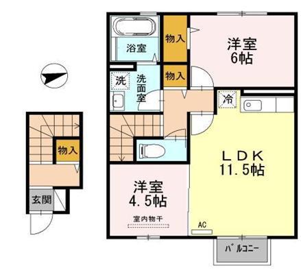 プランドール大町(2LDK/2階)の間取り写真