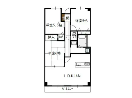 サザンコンフォート(3LDK/2階)の間取り写真
