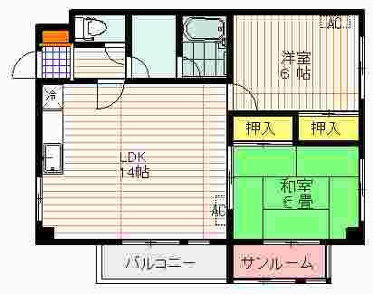 コーポアミューズ(2LDK/3階)の間取り写真