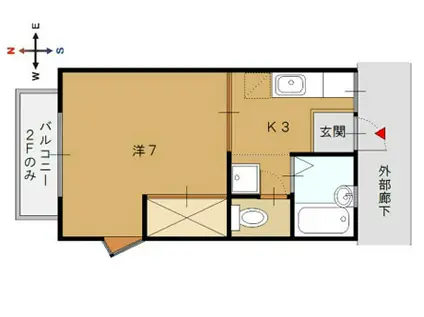 オリエント高宮(1K/1階)の間取り写真