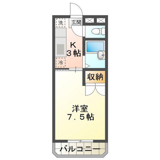 ピセスベルデ茂福(1K/1階)の間取り写真