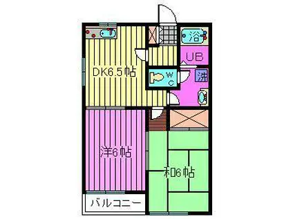 パープルハイツ(2DK/1階)の間取り写真