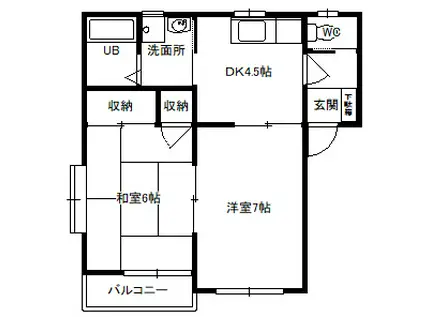 ミルフィーユB(2K/2階)の間取り写真