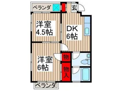 難波ビル(2DK/4階)の間取り写真