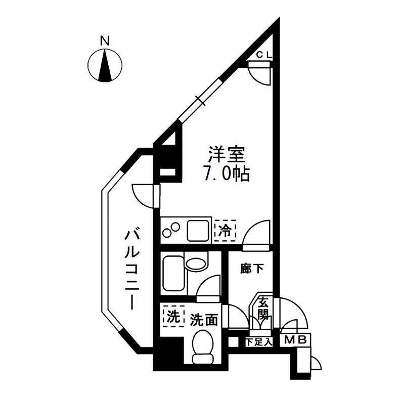 レジディア中落合A 敷礼無 手無 ネット低価 常時ゴミ出可 駐輪有(ワンルーム/5階)の間取り写真