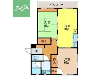サンヒルズ西山(2DK/2階)の間取り写真