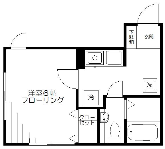 T.Kパレス大森西(1K/2階)の間取り写真