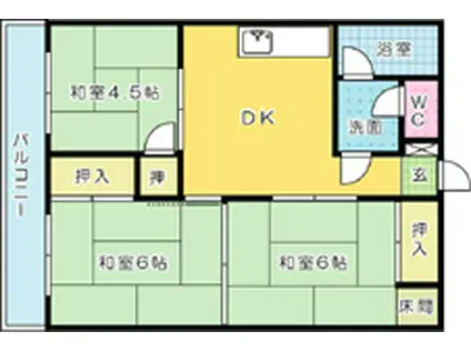 ディアライフ赤坂(3DK/2階)の間取り写真