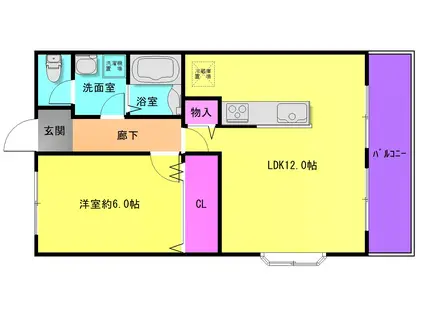 パークコート八戸ノ里II(1LDK/1階)の間取り写真