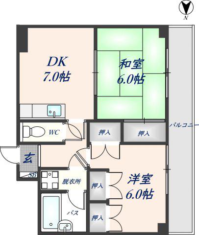 志紀ロイヤルハイツ(2LDK/2階)の間取り写真