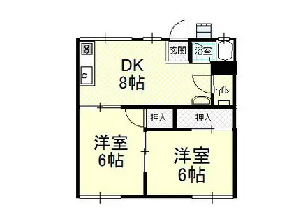 新平和荘(2DK/2階)の間取り写真