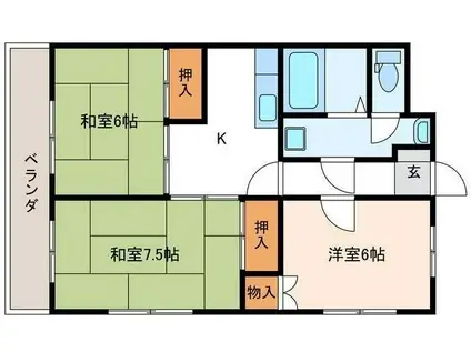 メゾンクレスト(3K/4階)の間取り写真