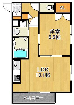 ラフィネ平間(1LDK/1階)の間取り写真