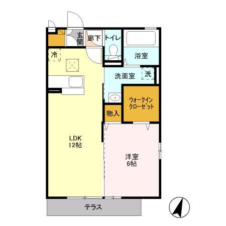 タウンハウスロエアスE(1LDK/1階)の間取り写真