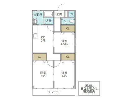 飯村不動産第六ビル(3DK/1階)の間取り写真