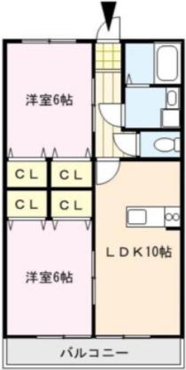 クインズコート(2LDK/2階)の間取り写真