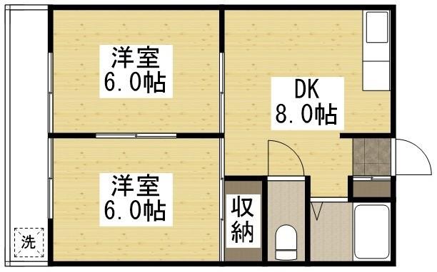 ハイツクレア(2DK/2階)の間取り写真