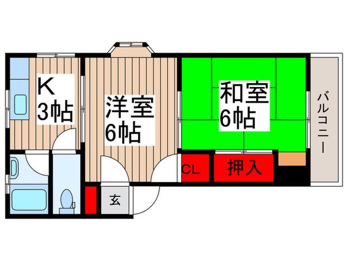 松川マンション(2K/2階)の間取り写真
