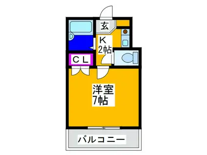 フレグランス(1K/4階)の間取り写真