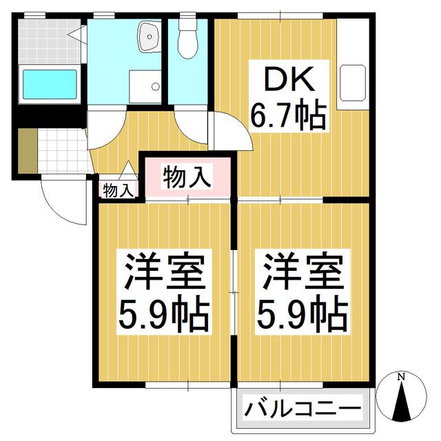 フォーレスK1(2DK/2階)の間取り写真